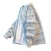 Men's Clothing Fashion Lapel Men's Trendy Versatile Jacket Spring And Autumn Small Version Loose Couple Coat Retro Plaid Top_viptrois.com