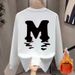 Men's Casual Long Sleeve Round Neck Sweatshirt - Soft Fleece Lined, Loose Fit, Streetwear Style, Letter Print, Black & White Options (S-5XL)_viptrois.com