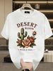 Desert Cactus Rose Graphic Oversized 100% Cotton T-Shirt Men's Casual Streetwear Tee_viptrois.com