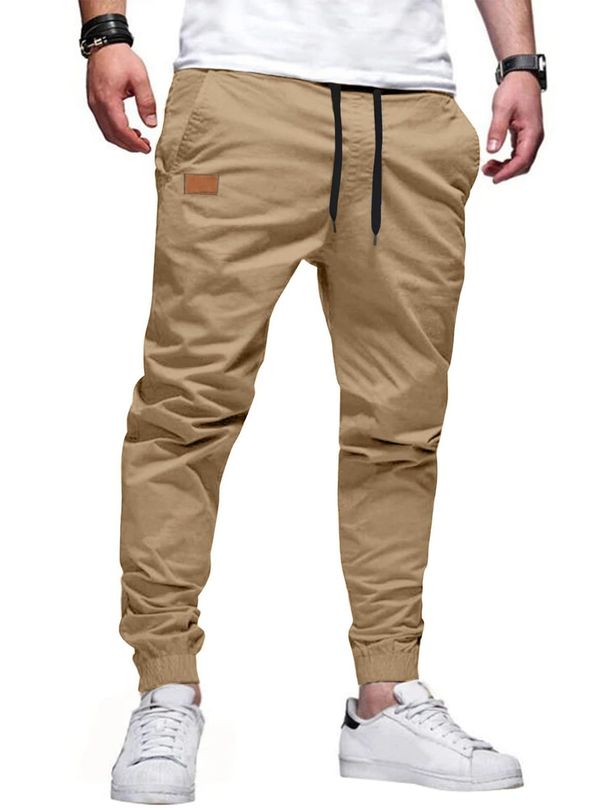 Youth Casual Workwear Jogger Pants – Solid Color, Comfort Fit, Stylish & Versatile (Black/Light Gray/Dark Blue/Army Green/Khaki, S-XXXL)_viptrois.com