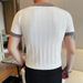 Men's Thin Stretchy Short Sleeved Collared Hollow out Knit Ice Silk Polo Shirt Fashionable E Commerce Item_viptrois.com