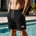 Men's Clothing Solid Color Lace Up Sports Pants Corduroy Simple Five Point Casual Shorts_viptrois.com