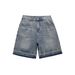 Men's Clothing Edge Washed White Distressed Denim Shorts Men's American Trendy Summer Loose Casual Shorts_viptrois.com