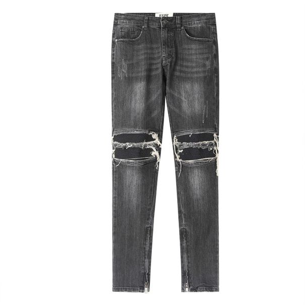 2027 Fashion European-USA High Street Hip-Hop Vintage Jeans Men Mid Waist Broken Hole Leg Zipper Straight Type Washed Denim Pants S-3XL_viptrois.com