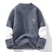 1 Winter Mink Cashmere Sweater Men's Half Turtleneck Fleece Thickened Knitted Base Shirt Trendy Autumn Outfit_viptrois.com