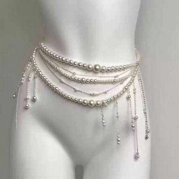 Super Fairy Sweet Multi-layer Pearl Tassel Layered Chain Fashion Exquisite Niche High-end Sense Elegant Matching Waist_viptrois.com