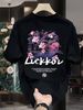 【DORAE】2026 Unisex T-shirt (100% Cotton) Black ("Luckkoi" Print & Pink Floral Accent) – Casual Style For Friend Gathering_viptrois.com