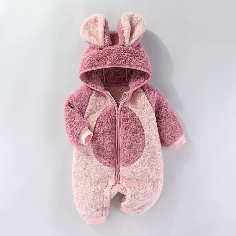 Mother & Kids Jumpsuit Baby Winter Romper With Hood Soft Fleece-Lined One-Piece Outfit For Newborns & Infants (0-12M) – Cozy Animal-Themed Designs_viptrois.com