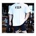 Enlarge T-shirt Men's Loose Bodybuilding Material Sportswear Trend English Oversize Short Sleeved_viptrois.com