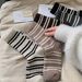 Wool Socks For Men And Women, Warm Thermal Mid-Crew Socks With Striped Pattern, Soft And Breathable, Unisex Casual Socks For All Seasons_viptrois.com