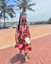 Mother&Kids Girls' casual printed one-line shoulder flanged A-line skirt set ins_viptrois.com
