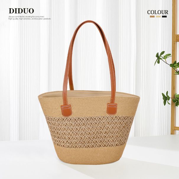 Women's Shoulder Bags Single-shoulder Large-capacity Women's Bag, Beach Vacation Woven Tote Bag, Fashionable Straw Woven Bag, Hand-held Beach Bag_viptrois.com