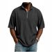Men's Half-Zip Waffle Knit Polo Shirt - Breathable Short Sleeve T-Shirt, Loose Fit Casual Top, Solid Color Streetwear For All Seasons_viptrois.com