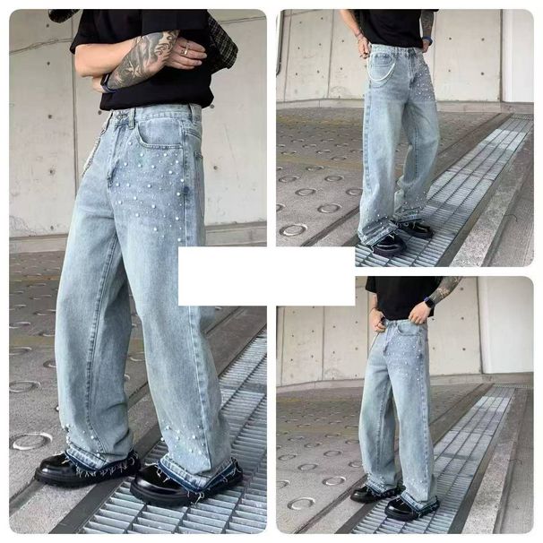 Men's Clothing Men's Jeans 2025 Washed Distressed Casual Denim Pants_viptrois.com