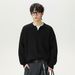 Monochrome Man- Vintage Old Money Half Open Henry Collar Autumn Winter Thickened Warm Textured Knitted Pullover Sweater Jacket_viptrois.com