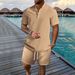Men's Clothing Shirt Casual Loose Short Sleeved Shorts Beach Suit_viptrois.com