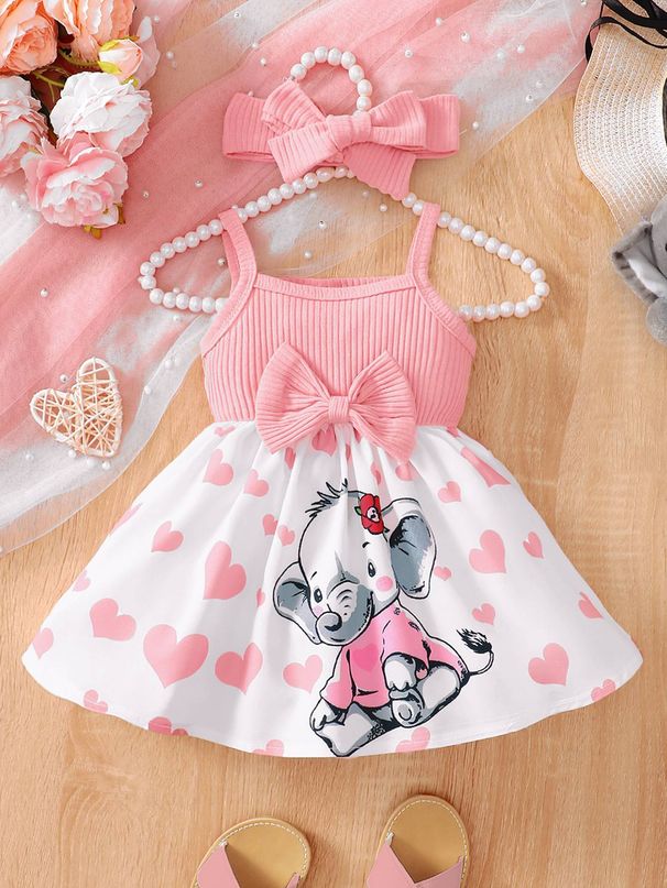 Kids' Clothing Baby Sleeveless Suspender Print Dress_viptrois.com