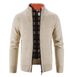 Knitted Cardigan For Men, Long-sleeved Warm Jacquard Casual Stand-up Collar Thick Sweater For Men In Autumn And Winter_viptrois.com