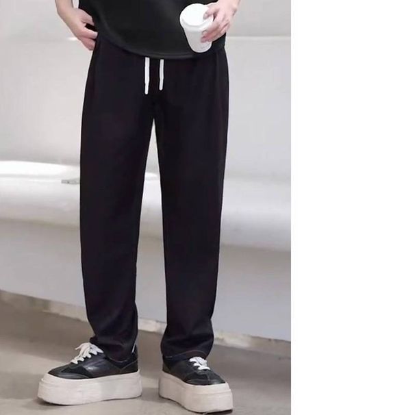 Men's Clothing Flowy Loose Fit Versatile Men's Casual Cationic Jeans - Relaxed Fit, Breathable & Stylish Straight-Leg Pants With Contrast Stitching_viptrois.com