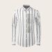 Men's Slim-Fit Long-Sleeve Shirt – Bold Stripes & Face Rhinestone Embellishment, 100% Cotton, UV Protection & Stylish_viptrois.com