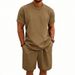 Men's Clothing Men's Heavyweight Summer Sports Set Loose Fitting Solid Color Casual Round Neck Terry Short Sleeved Shorts Style_viptrois.com