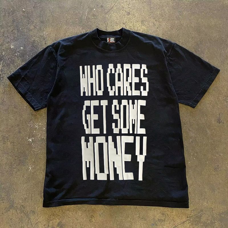Heavyweight Pure Cotton Oversized Men's T-Shirt Y2K Style Printed Loose Short-Sleeved For Couples And Money-Conscious Shoppers_viptrois.com