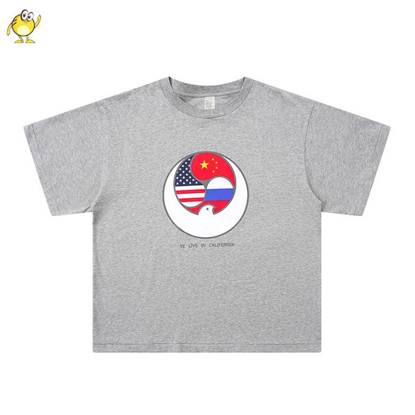 Camiseta Holgada De Manga Larga YZY Para Hombre Y Mujer, Camiseta Negra, Blanca, Roja Y Amarilla, Ropa De Calle Con Estampado De Pentagrama_viptrois.com