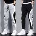 Men's Clothing Velvet Pants Autumn And Winter New Thick Warm Fashion Stitching Contrast Color Trend Embroidery Cuff Sweatpants_viptrois.com