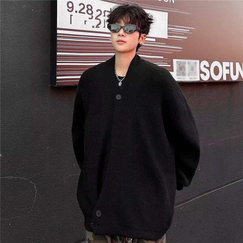 Autumn And Winter New Knitted Sweater Men's Irregular Coat Warm Old Money Style Lazy Loose Foreign Trade Cross Border Wholesale_viptrois.com