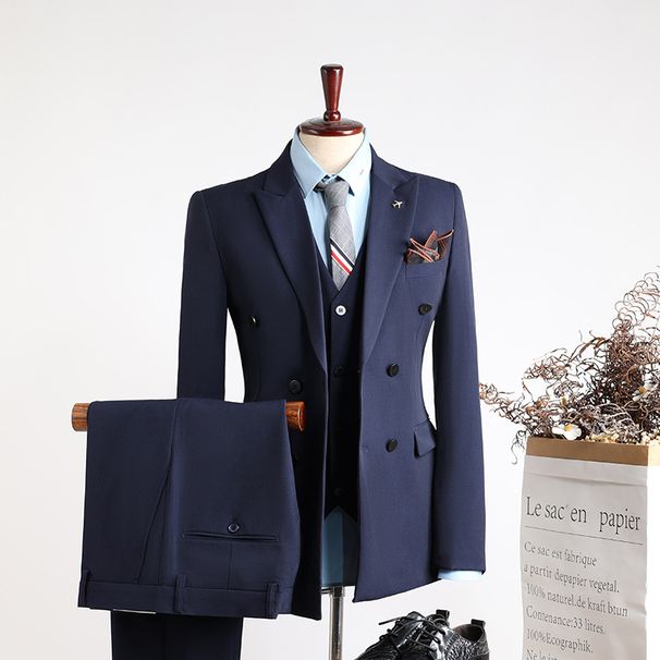 Men's Clothing Suit Double Row Men, Formal Attire Business, Leisure, Fashion, Korean Version, Slim Fit, Large Size, Banquet, Wedding, Small_viptrois.com