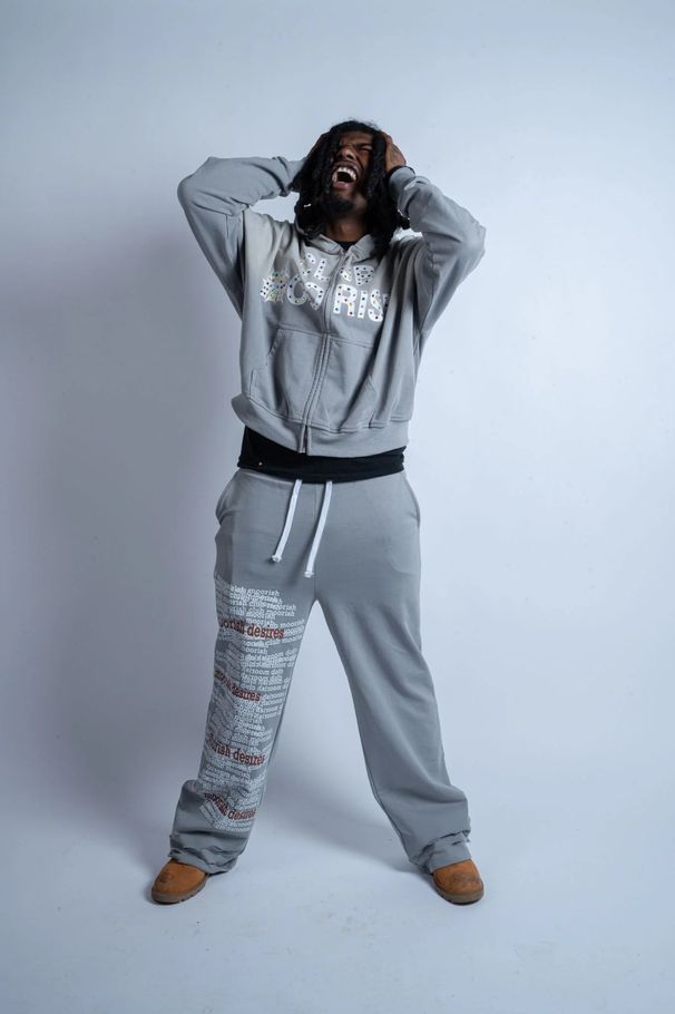Y2K Set European And American Style Ins Autumn Winter Fashion Printed Hooded Cardigan Sweatshirt Casual Drawstring Pants_viptrois.com