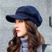 Solid Color Woolen Newsboy Cap For Women Autumn Winter Thickened Warm Beret Painter Hat_viptrois.com