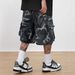 Men's Military Camo Shorts – Quick-Dry Polyester, Loose Fit Outdoor Workwear With Adjustable Drawstring (Bright Green/Gray/Dark Green/Black_viptrois.com