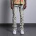 Monochrome Man- New Men's European And American Street Fashion Ins Hot Elastic Patch Denim Straight Pants_viptrois.com