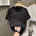 Fashion Light Luxury Men's T-Shirt Short Sleeve Star Print Diamond High End Half Sleeved Top_viptrois.com