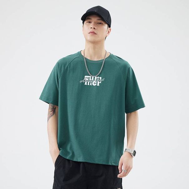 High-quality Short-sleeved T-shirt For Men, Summer Loose And Trendy Brand, Round-neck, Personalized Printed Men's Cotton Base Shirt For Men_viptrois.com