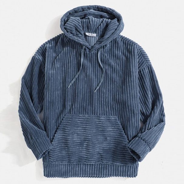 The 2025 Best-selling Men's Hoodie With Thickened Corduroy Long-sleeved Solid Color Pocket Hoodie_viptrois.com