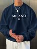 Men's Loose Casual Fashion MILANO 96 Letter Pattern Printed Round Neck Long Sleeved Sportswear For Autumn And Winter_viptrois.com