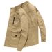 Men’s Slim-Fit Cotton Jacket – Lightweight, Breathable & Wind-Resistant Longline Coat With Stand Collar (Army Green/Khaki/Black, Casual Wear)_viptrois.com
