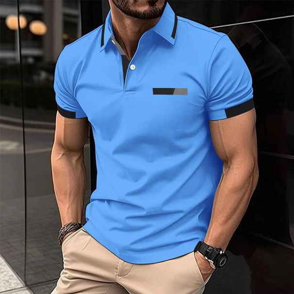 Men's Clothing New Summer T Shirt Men's Button Printing Sports Polo Shirt_viptrois.com