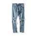 Men's Clothing High Street Knee Washed Hole Cat Whisker Jeans Beggar Pants Street Pants_viptrois.com