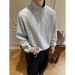 Heavy Splicing Semi-zipper Stand-up Neck Sweater Men's Autumn Trendy Brand Design Top Loose Casual Ruffian Handsome Sweater Men_viptrois.com