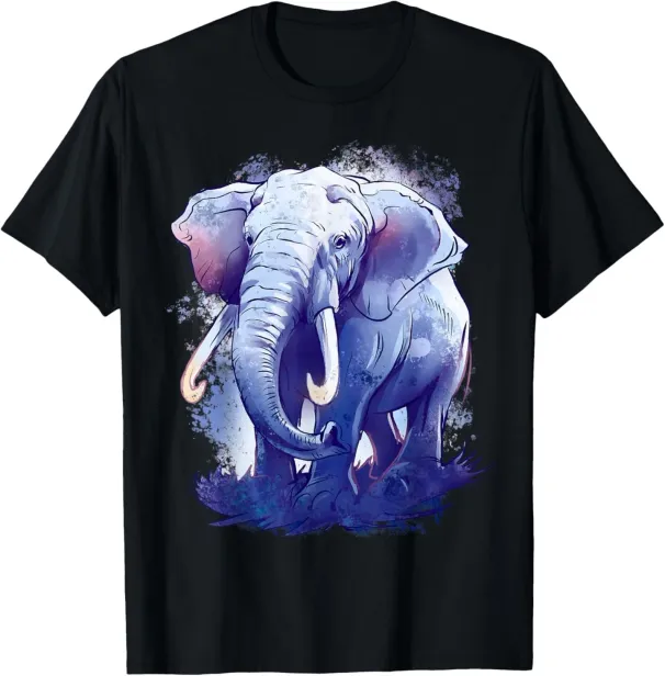 Elephant Animal Art Colourful Animal Lovers Elephant T-Shirt Mens Womens Tees Top_viptrois.com
