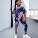 Mother & Kids INS Girls Summer Suit Tie Dye Full Print Short Sleeved 2 Piece Suit Fashion Casual Trousers Suit_viptrois.com