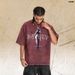 American-style 300g High-weight Washed Vintage Colorful Reflective Film Direct-printed Loose Short-sleeve T-shirt_viptrois.com