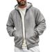 Men's Casual Fleece Lined Zip Up Cardigan Hooded Sweatshirt Jacket European American Style Composite Fleece Lined Men's Clothing Top_viptrois.com