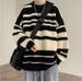 New sweaters for autumn and winter, knitted jackets for men and couples, lazy and loose striped base shirts for teenagers_viptrois.com