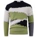 Men's Casual Color-Block Knit Sweater - Soft & Breathable Pullover For Everyday Wear (M-3XL, Grey/Red/Green)_viptrois.com