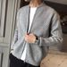 "Men's Slim-Fit Knit Cardigan – Solid Color Layering Essential (Greyish To Apricot, M-3XL)"_viptrois.com