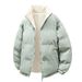 Men's Clothing Reversible Fleece-Lined Jacket Winter Warm Double-Sided Coat With Stand Collar, Zipper Closure, Loose Fit, Unisex Fashion Outerwear_viptrois.com